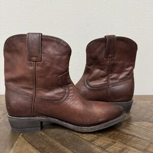 Frye Billy Short Ankle‎ Boots Women's 6.5 Distressed Redwood Leather